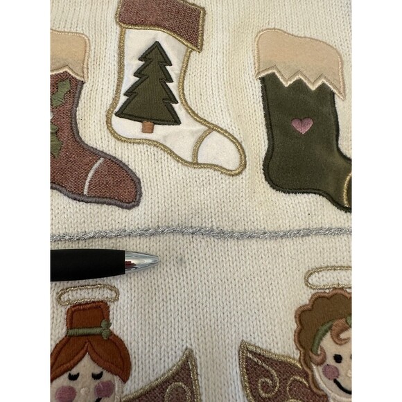 Bechamel Cardigan Womens Large White Christmas Sweater Button Knitted Angel - Picture 6 of 10